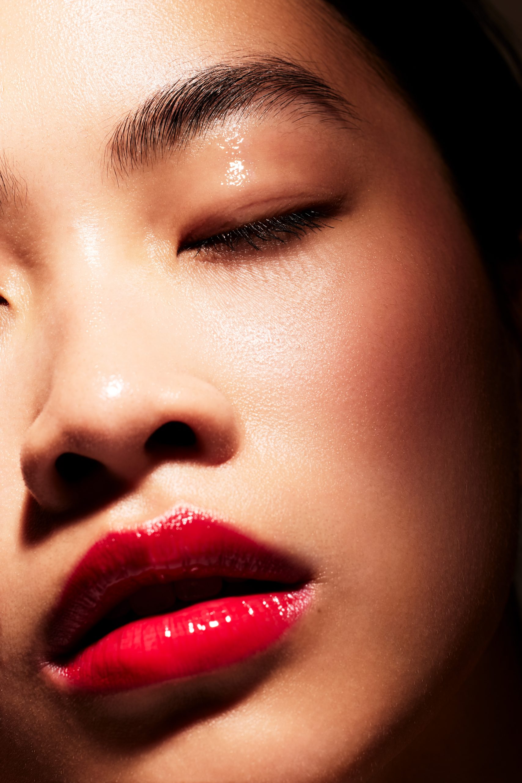 Red lips beauty close up
